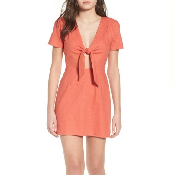 Socialite Dresses & Skirts - Socialite Jillian Tie Front Mini Dress Rust Orange Sienna Peach Womens Size XL